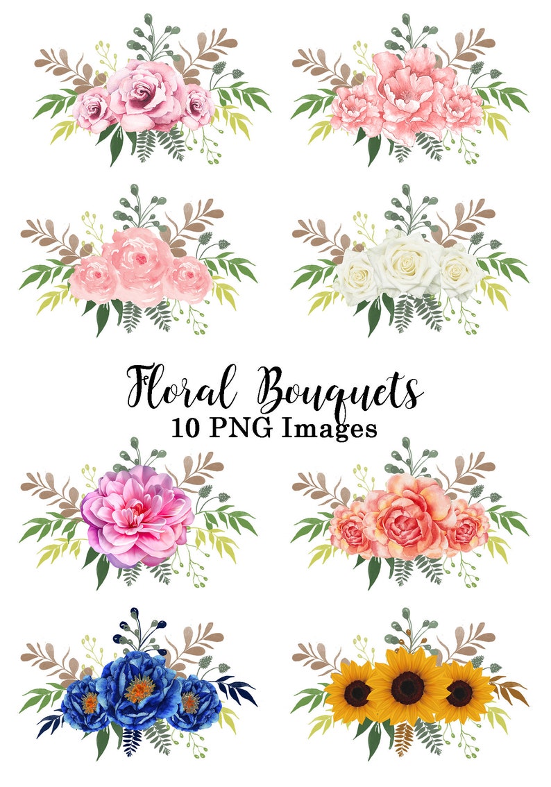 Floral Bouquets Flower Clipart Florals Clip Art Wedding Etsy Floral Bouquets Flower Clipart Florals Clip Art Wedding Etsy