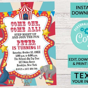 Carnival Ticket Birthday Invitation, Circus Party, Circus invitation | Editable Instant Download | INSTANT ACCESS Edit Online NOW Corjl