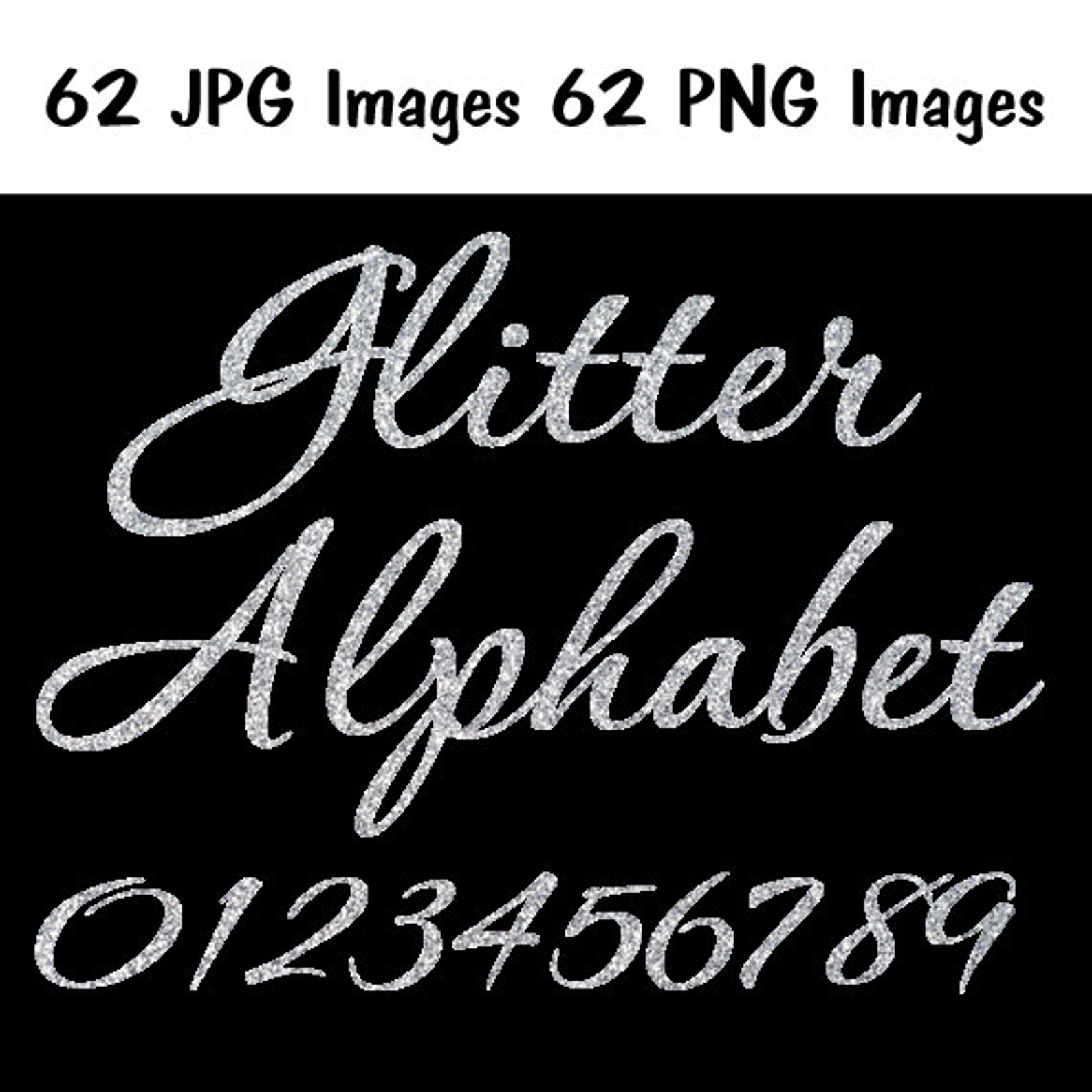Silver Glitter Alphabet INSTANT DOWNLOAD 124 Imagesglitter Etsy