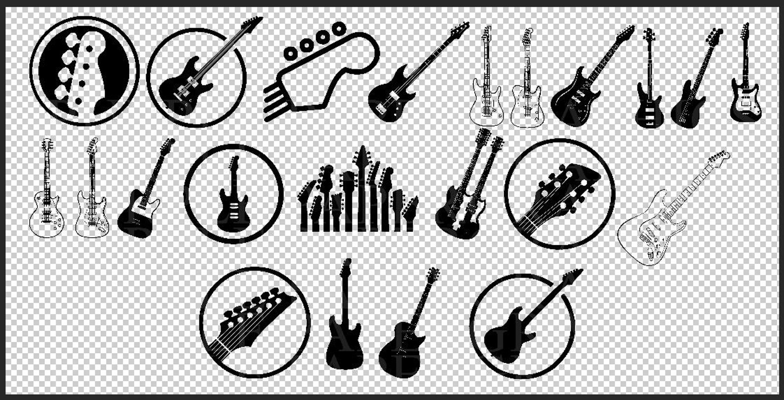 Guitar Clipart Electric Guitar Silhouette Clip Art Scrapbook Etsy