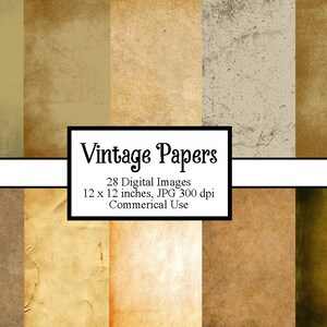 28 Old Paper Textures, Digital Paper Pack With Vintage Paper Backgrounds, Instant Download for Commercial Use and Personal Use, Scrapbooking