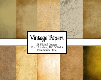 28 Old Paper Textures, Digital Paper Pack With Vintage Paper Backgrounds, Instant Download for Commercial Use and Personal Use, Scrapbooking