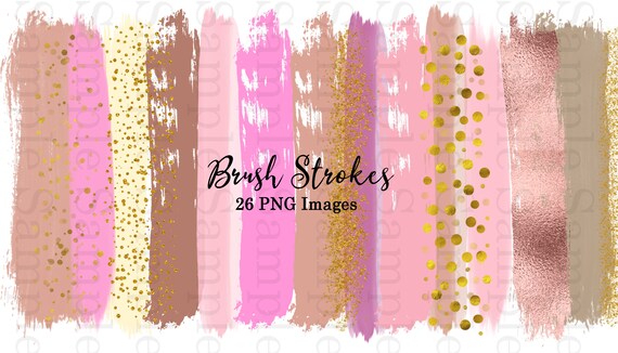 Pastel Pink and Gold Brush Strokes Clipart, Gold Paint Clipart, Pastel Paint  Clip Art, Design Elements, Metallic Clipart, Paint Splatters 