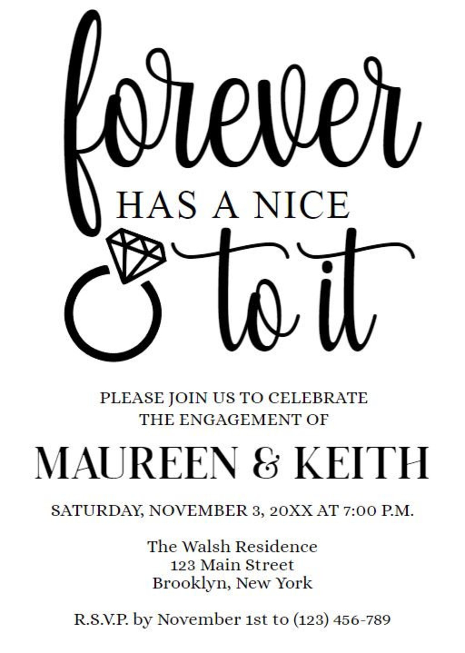 Engagement Party Invitation Forever Has A Nice Ring to It Etsy