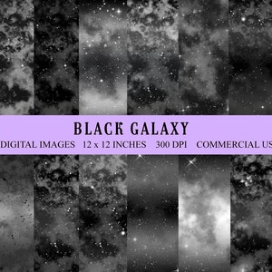 Zwarte Galaxy achtergronden digitaal papier, Outer Space texturen met sterrenhemel en nevel, INSTANT DOWNLOAD commercieel persoonlijk gebruik