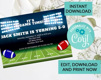 Football Birthday Invitation Party #18 | Surprise Birthday Invite | Woman or Man Party | Digital INSTANT DOWNLOAD | Editable Invite | Sports