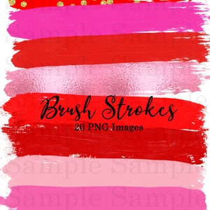 Valentine&#39;s Day Red Love Brush Strokes Clip Art #33 Hand Painted Gold Glitter Confetti Clipart| Graphic Elements| Digital Design