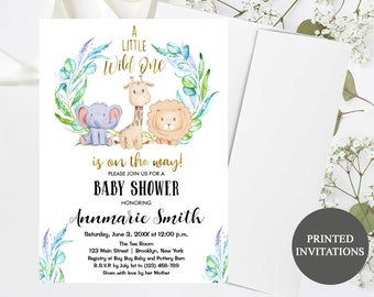 Safari Animals Watercolor Baby Shower Invitation #12 | Printed Invitations | It's A Boy | Printed Invitations | Jungle Baby Shower