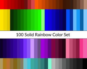 100 Solid Color Rainbow Colors Digital Paper Pack, INSTANT DOWNLOAD, Scrapbooking Paper for Commercial or Personal Use