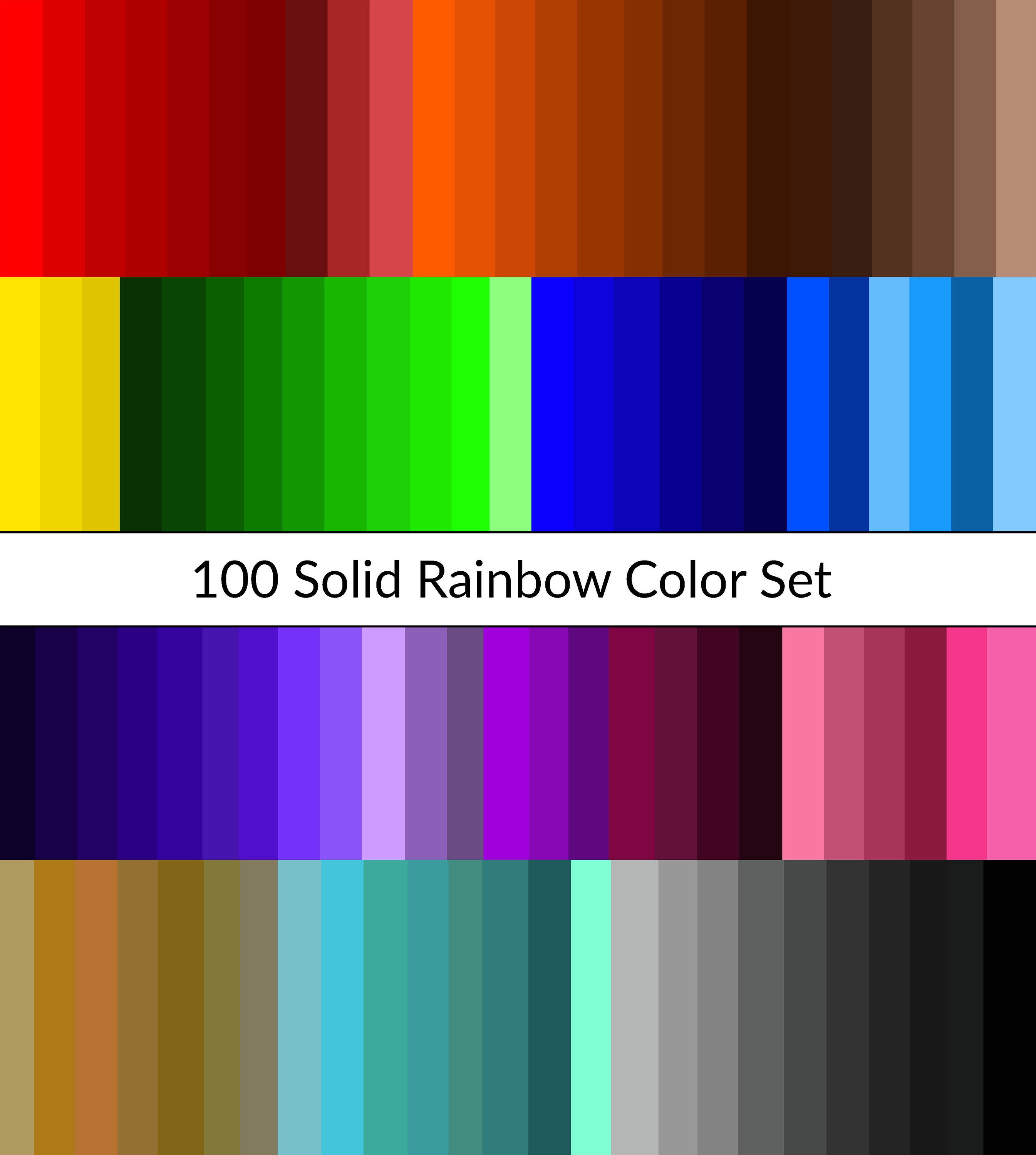 100 Solid Color Rainbow Colors Digital Paper Pack, INSTANT