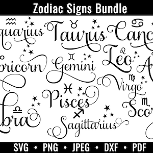 Zodiac Signs SVG Bundle, Astrologie Signes SVG, Zodiac Symbols SVG, Constellation Signs, Astrologie, Horoscope, Cut File Cricut, Silhouette