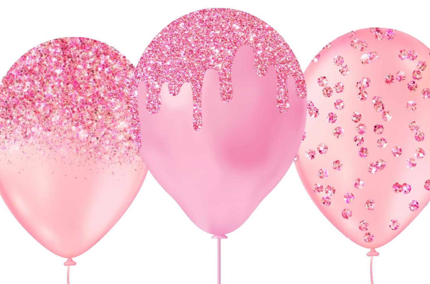 Pink and Black Balloons Clipart Glitter Balloon PNG Digital Etsy