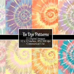 Tie Dye Digital Paper, Boho Chic, Groovy, Whimsical, Digital INSTANT DOWNLOAD, Personal and Commercial Use, Scrapbooking, Digital Graphics