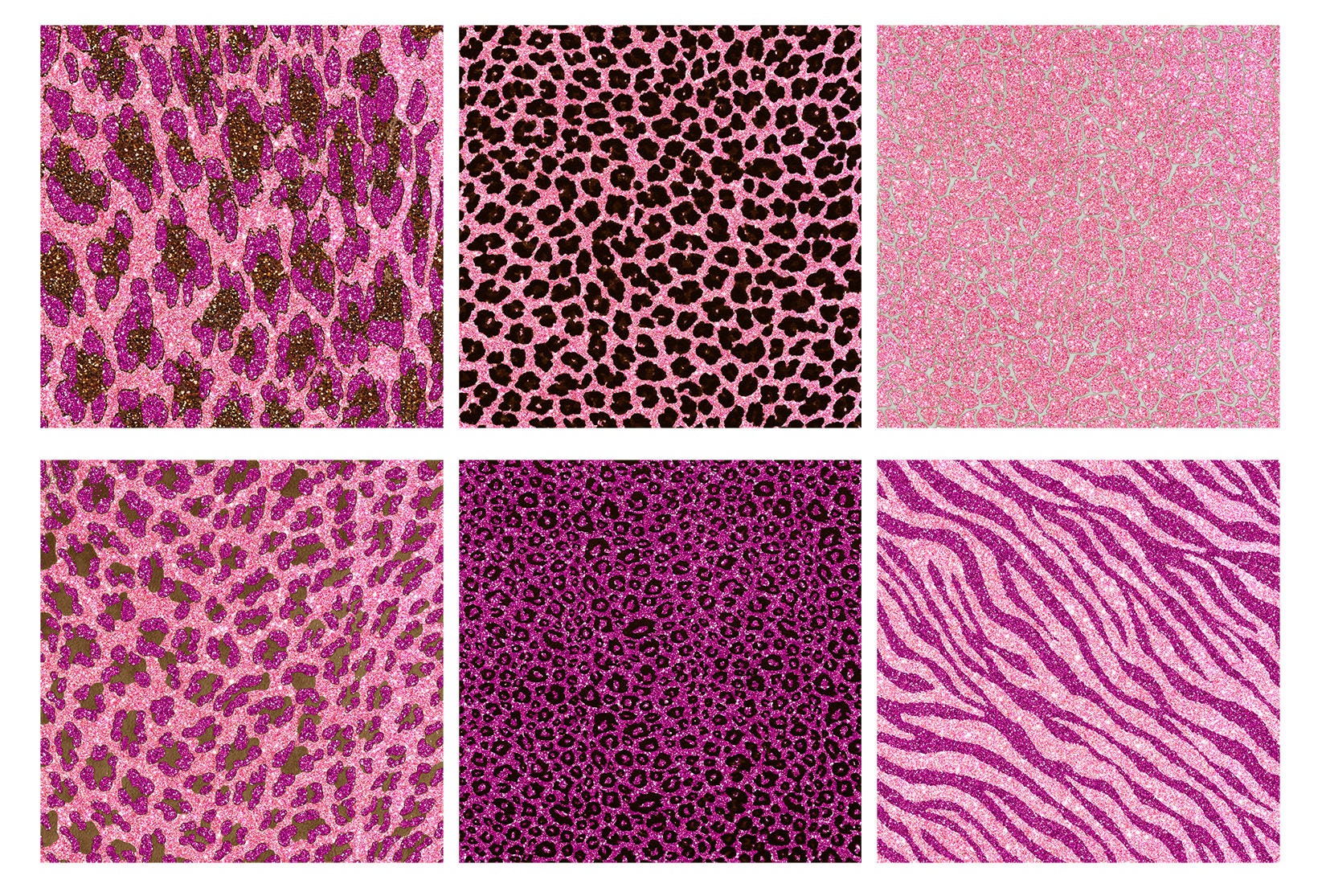 Pink Glitter Safari Animal Print Digital Paper, Printable Backgrounds ...