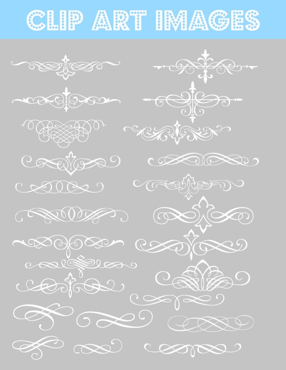 White Swirls Wedding Clipart Instant Download Swirl Clip Art Etsy
