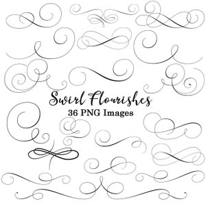 Swirl Flourishes #1 Wedding Clipart INSTANT DOWNLOAD Swirl Clip Art Wedding Digital Clip Art Flourish Clip Art Calligraphy Clip Art