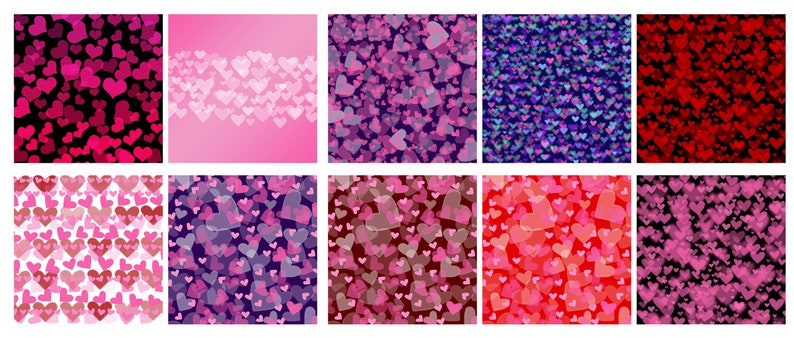 Valentine's Day Hearts Digital Paper, Digital Backgrounds for Scrapbook ...