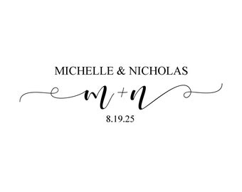 Modern Casual Script Digital Wedding Monogram #102, Wedding Logo, Custom Wedding Monogram, GOBO Lighting, Wedding Invitations, Initials