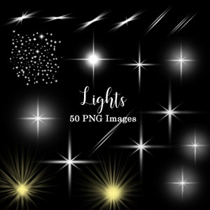 Lights Clipart, Fairy Lights Clip Art, Party Lights Clipart,  Lens Flare Clip Art, Starburst Lights, Instant Download, 50 IMAGES