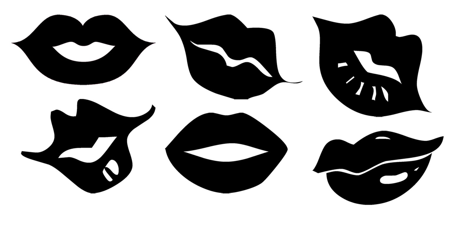 Black and White Kisses Lips Clipart 7 Custom Invitations Etsy