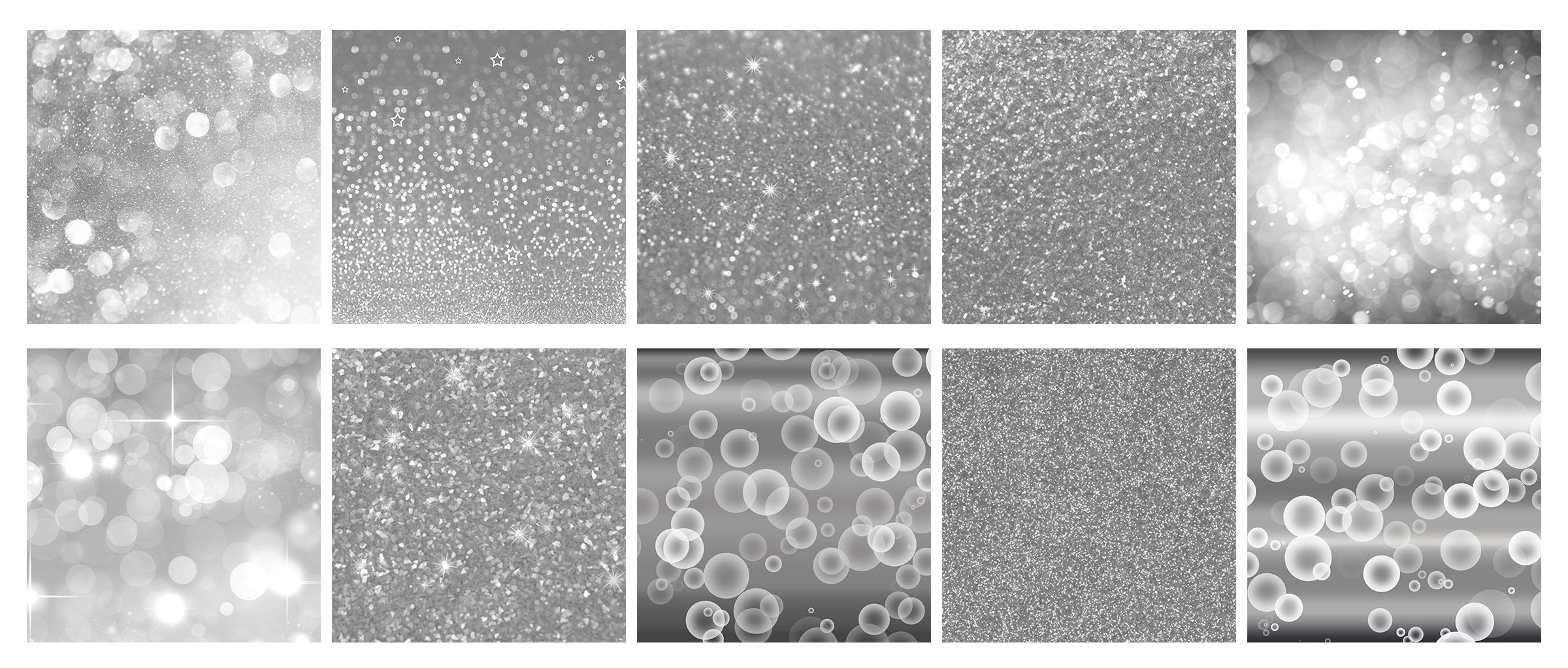 Silver Glitter and Bokeh Lights Digital Papers, Shimmer, Printable ...