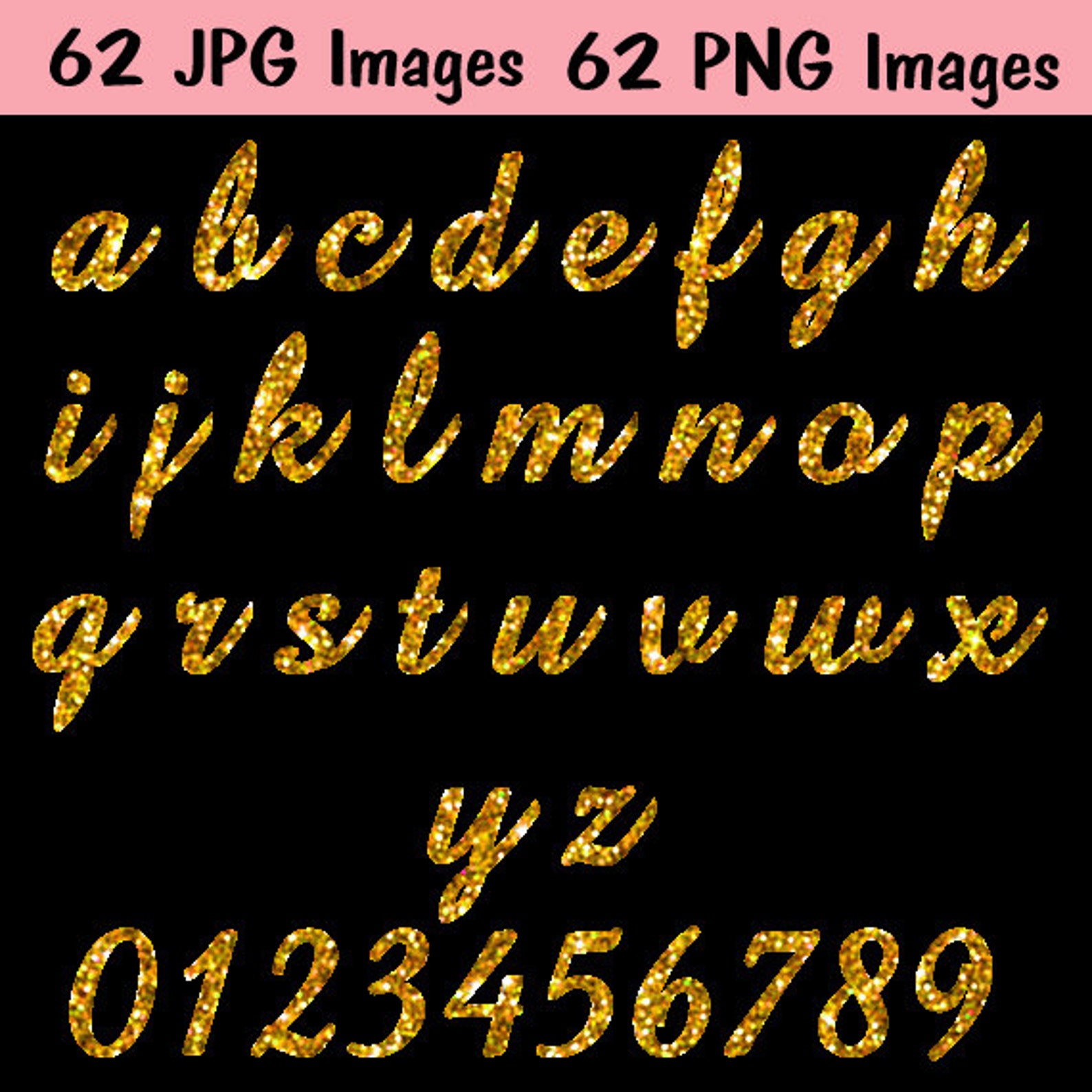 Gold Glitter Alphabet INSTANT DOWNLOAD 124 IMAGES glitter Etsy