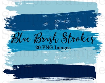 Blue Brush Strokes Clip Art #47 | Hand Painted Colors, Graphic Design Clipart | Graphic Elements | Digital Brush Strokes