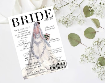 Modern Bride Magazine Inspired Bridal Shower Invitation #2 | Printed Bridal Shower Invitations | 1.50 EACH