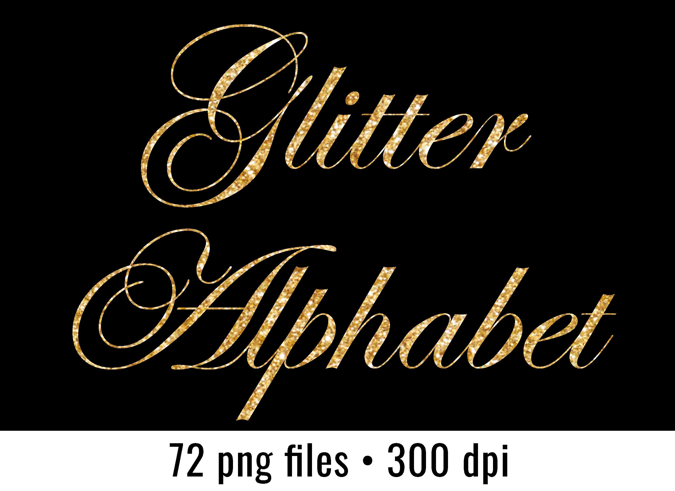 Gold Glitter Alphabet Buchstaben INSTANT DOWNLOAD Skript Etsy