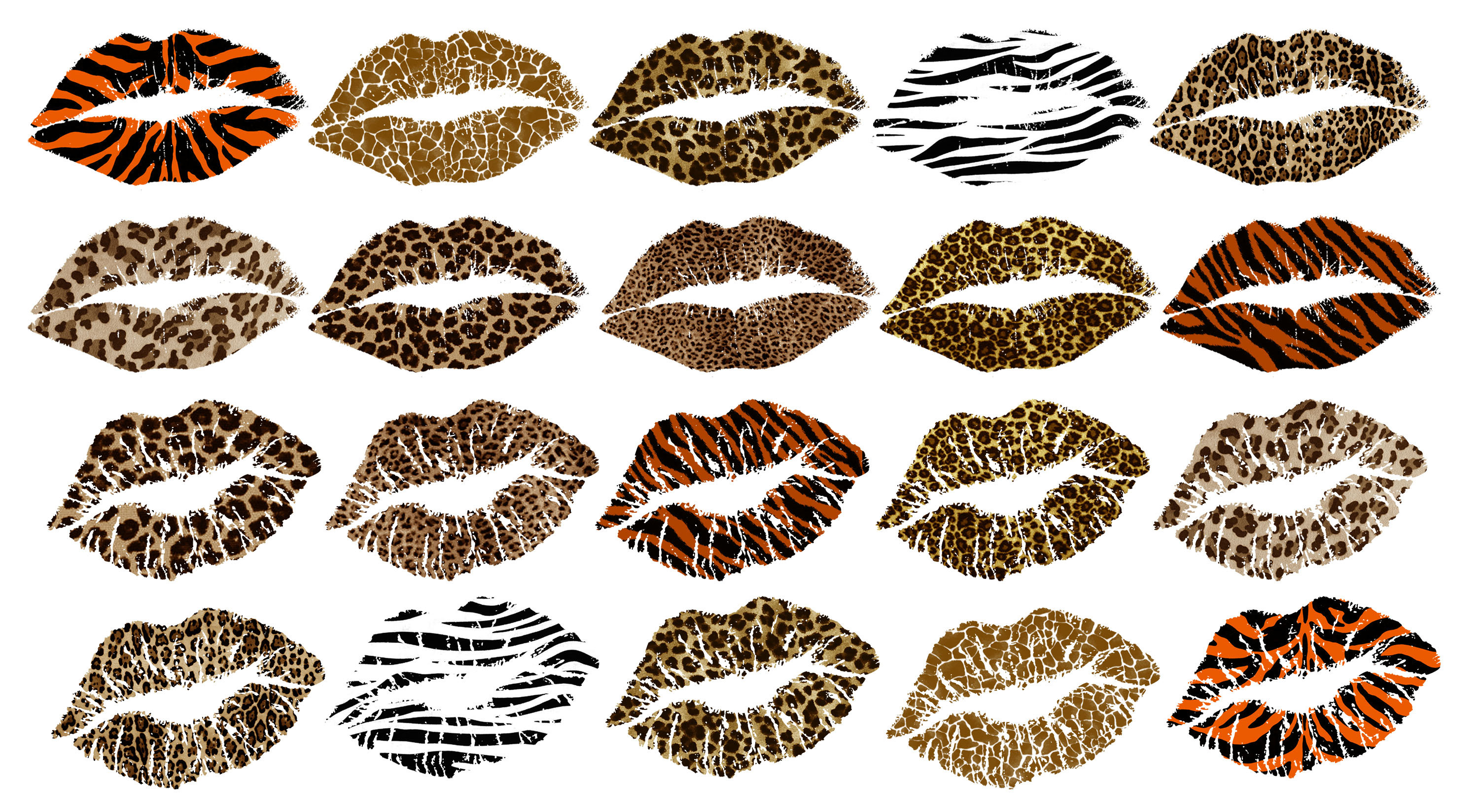 Animal Print Lips Kisses Clipart Custom Invitations Digital Etsy