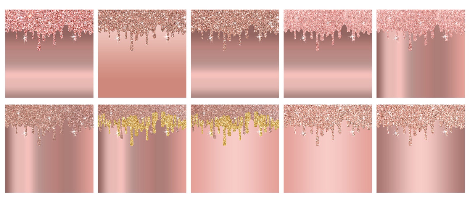 Rose Gold Dripping Glitter Digital Paper Glitter Backgrounds Etsy