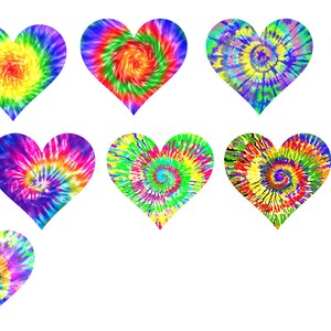 Tie Dye Hearts Clipart, Birthday, Invitations Clip Art, Digital ...
