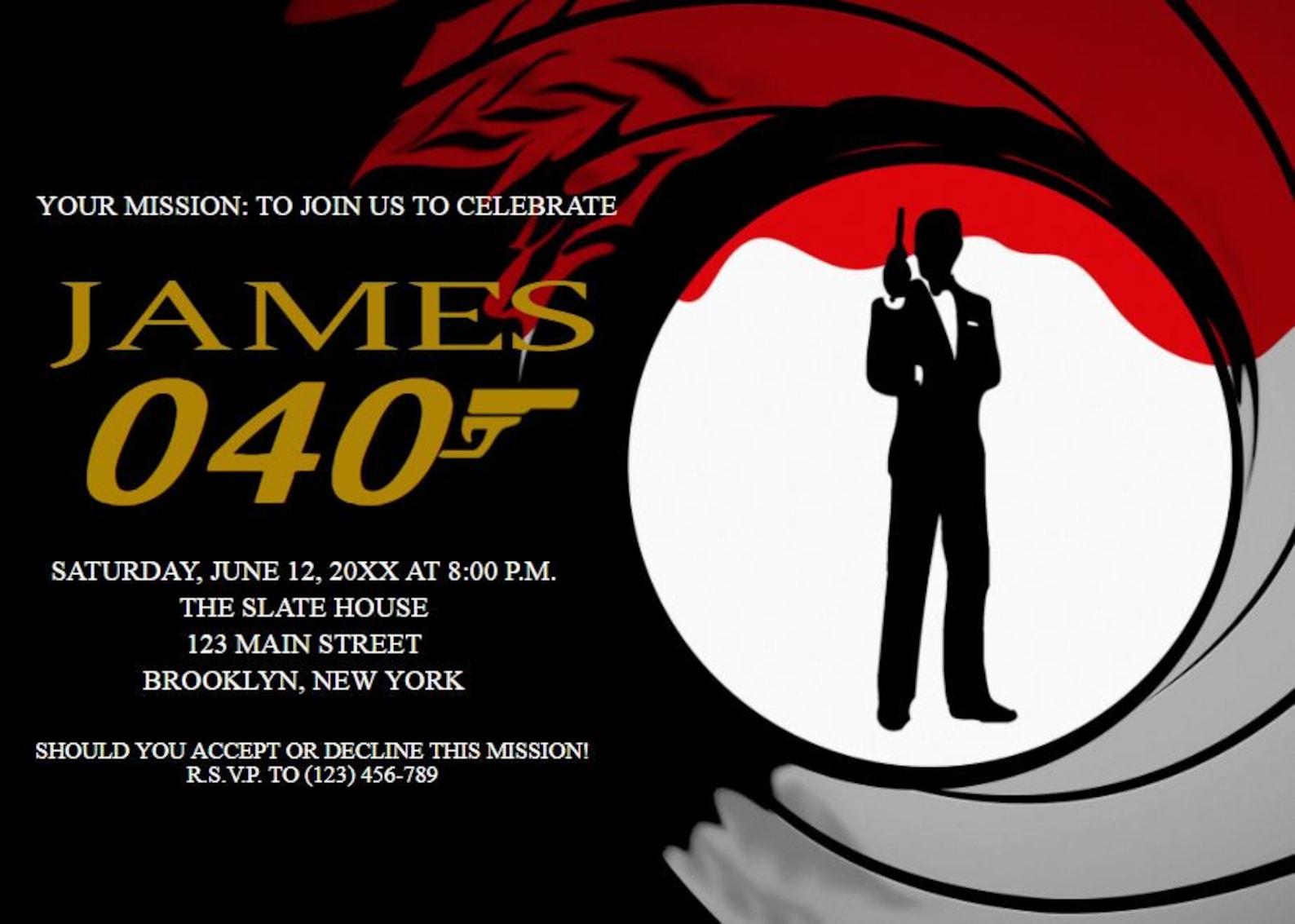 James Bond 007 Birthday Invitation Surprise Birthday Invite - Etsy New Zealand