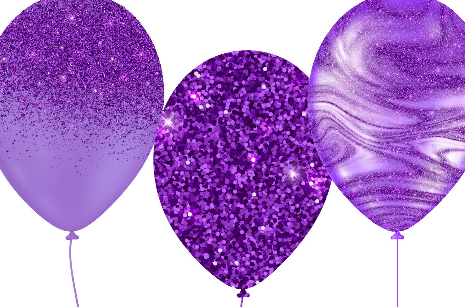 Purple Glitter Balloons Clipart Glitter Balloon Png Digital Etsy