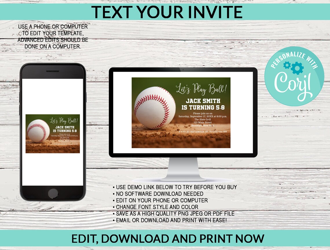 Baseball Birthday Invitation Party | Surprise Birthday Invite | Any Age ...