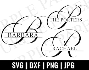 how to write fancy letter Split Monogram SVG,DXF,PNG,Jpeg, Split Script Monogram Frame Alphabet, Digital Download for Cricut, Silhouette, Glowforge - Not A Font
