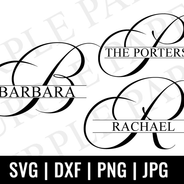 Split Monogram SVG,DXF,PNG,Jpeg, Split Script Monogram Frame Alphabet, Digital Download for Cricut, Silhouette, Glowforge - Not A Font