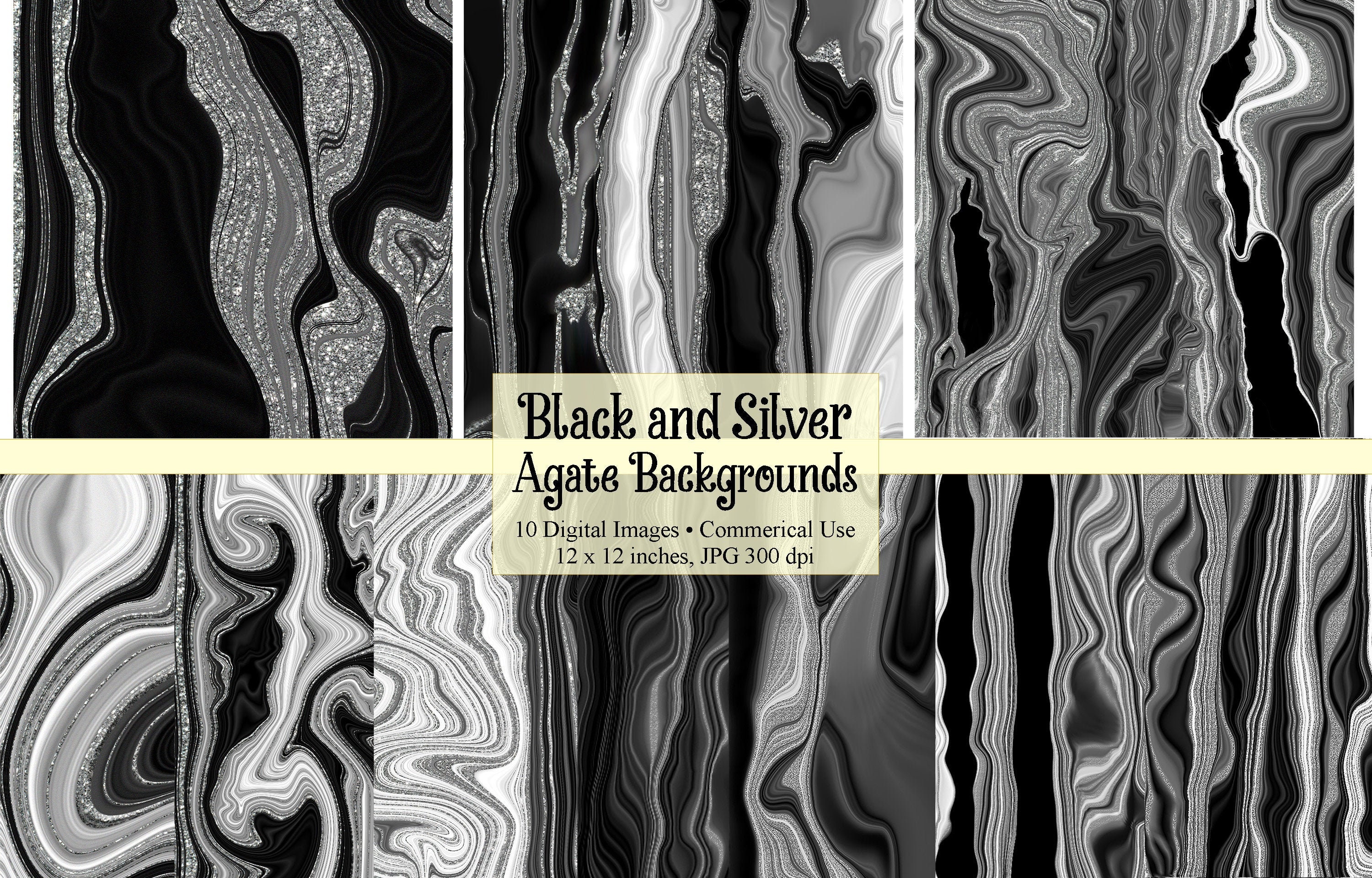 Black and Silver Party Decorations Clip Art With Frames and Banners for  Birthdays Graduation or Birthdays Instant Download Commercial Use 