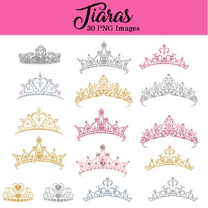 Tiara Princess Clipart, Glitter and Diamond Clip Art, TÉLÉCHARGEMENT INSTANTANÉ, Royal Clipart Personal and Commercial USe