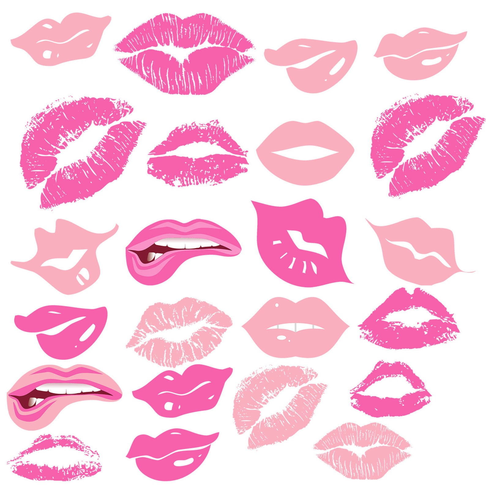 Pink Lips Kisses Hot Pink Lips Clipart 5 Custom Invitations Etsy