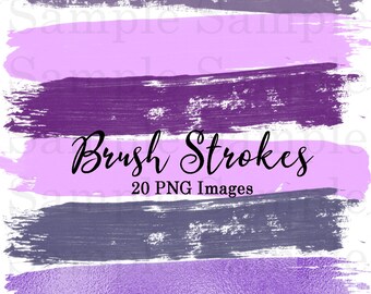 Pennellate Clip Art #19 Dipinto a mano Viola Lavanda Glitter Foil Clipart / Elementi grafici / Digital Design 20 PNG Immagini