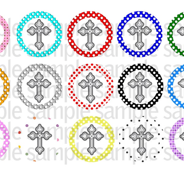 Cross Bottle Cap Image Sheet INSTANT DOWNLOAD , Religious, Baptism, First Holy Communion 1 Inch Bottle Caps Digital Collage No. 146