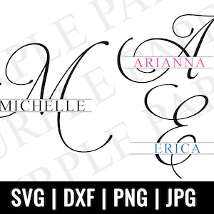 Split Monogram SVG,DXF,PNG,Jpeg, Split Script Monogram Frame Alphabet, Descarga digital para Cricut, Silhouette, Glowforge, Not A Font