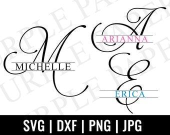 Split Monogram SVG,DXF,PNG,Jpeg, Split Script Monogram Frame Alphabet, Digital Download for Cricut, Silhouette, Glowforge, Not A Font