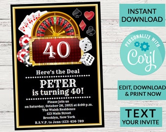Casino Las Vegas Birthday Invitation | Surprise Birthday Invite | Woman or Man Party | Digital INSTANT DOWNLOAD | Printable Invite, Any Age