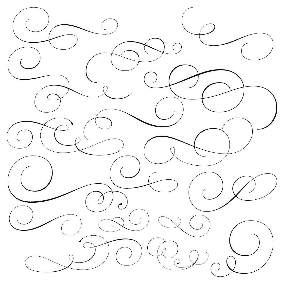 Swirl Flourishes 1 Wedding Clipart INSTANT DOWNLOAD Swirl - Etsy