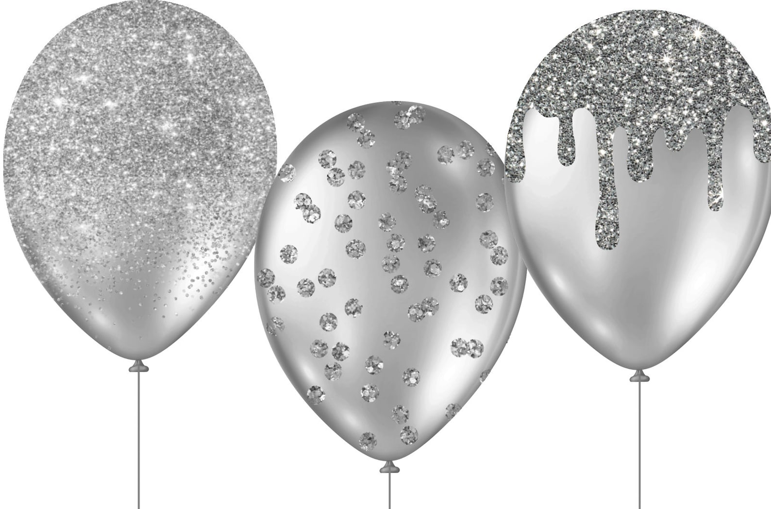 Purple and Silver Balloons Clipart Glitter Balloon PNG Etsy