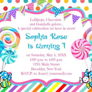 Candy Theme Birthday Invitation Candyland Birthday Digital INSTANT ...