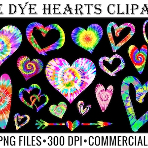 Tie Dye Hearts Clipart, Compleanno, Inviti Clip Art, Download digitale, Heart Design Clip Art, Download istantaneo, Uso commerciale