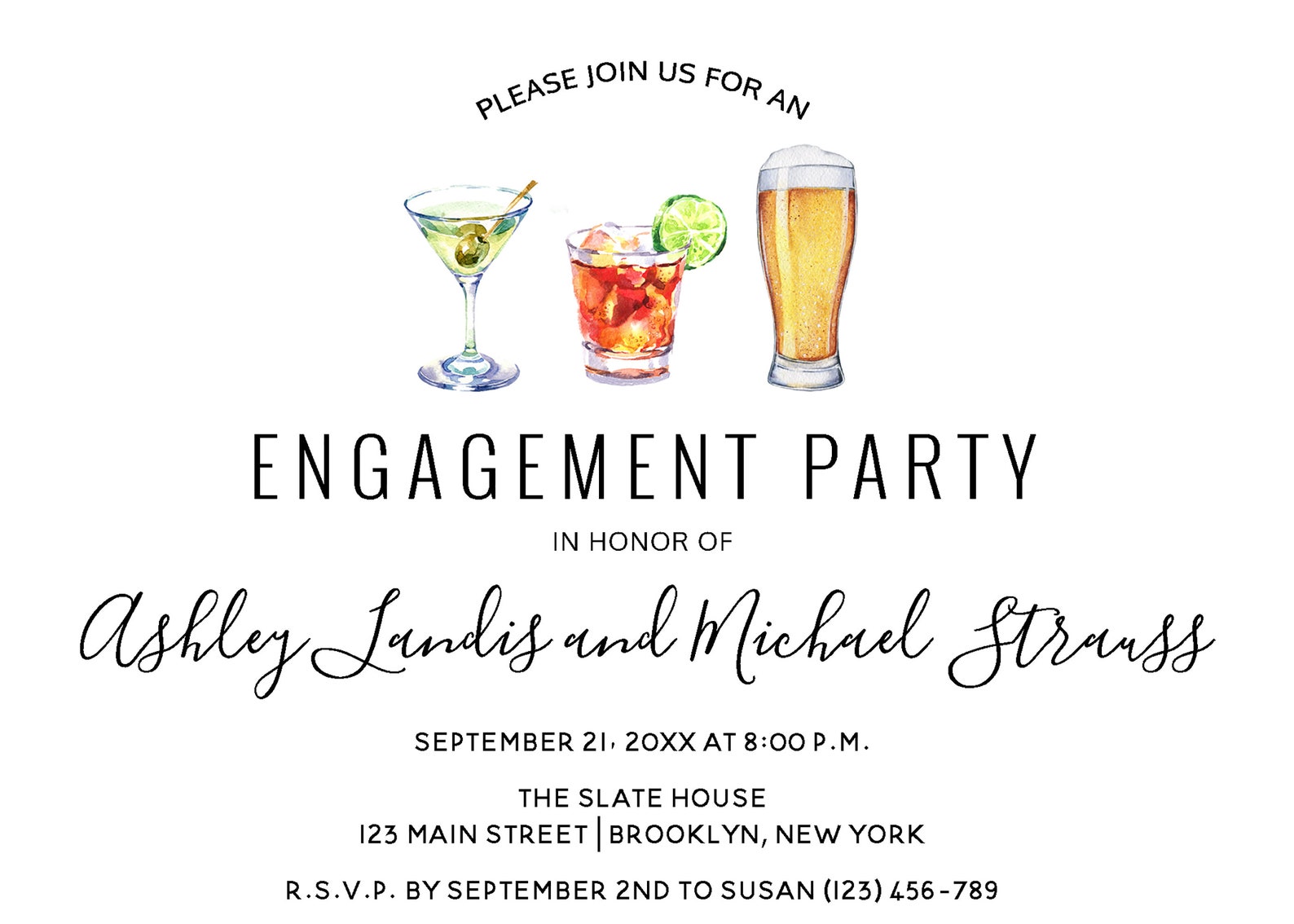 Engagement Party Invitation 21 Cocktail Party Printed Etsy
